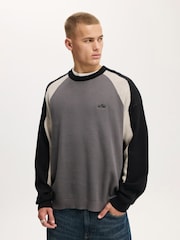 Cotton On Grey Sports Core Crew Knit Jumper - Image 1 of 4