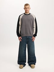 Cotton On Grey Sports Core Crew Knit Jumper - Image 3 of 4