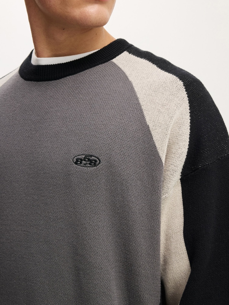 Cotton On Grey Sports Core Crew Knit Jumper - Image 4 of 4 Cotton On Grey Sports Core Crew Knit Jumper - Image 4 of 4
