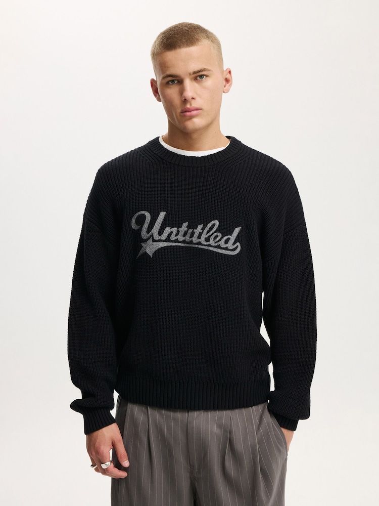 Cotton On Black Box Fit Crew Knit Jumper - Image 1 of 4 Cotton On Black Box Fit Crew Knit Jumper - Image 1 of 4