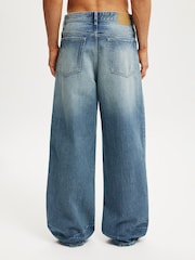 Blå/Hvit - Super baggy jeans i bomull - Bilde 2 av 8