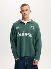 Cotton On Green Box Fit Rugby Polo Shirt - Image 1 of 4