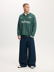 Cotton On Green Box Fit Rugby Polo Shirt - Image 3 of 4