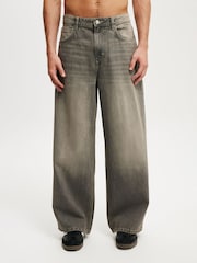 Lysegrå - Super baggy jeans i bomull - Bilde 1 av 6