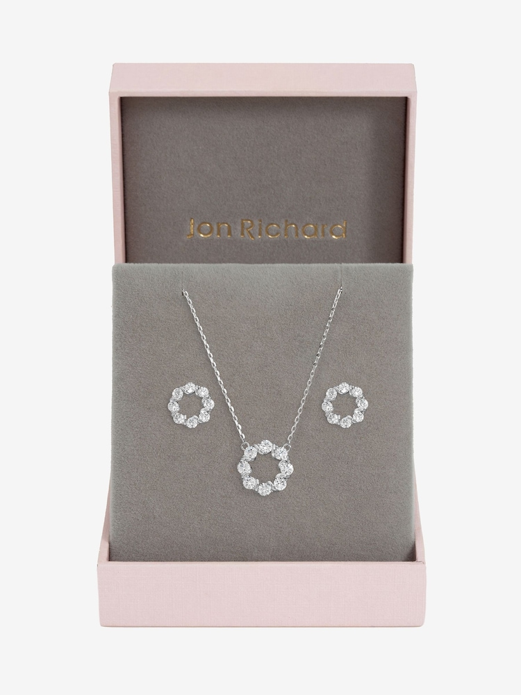 Jon Richard Silver Tone Crystal Open Circle Bridal Set Gift Box - Image 2 of 2 Jon Richard Silver Tone Crystal Open Circle Bridal Set Gift Box - Image 2 of 2