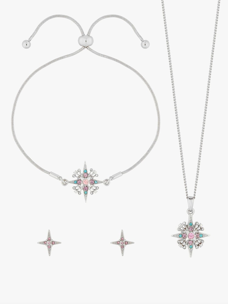 Jon Richard Silver Diamond Cut Star Trio Set Gift Box - Image 1 of 2