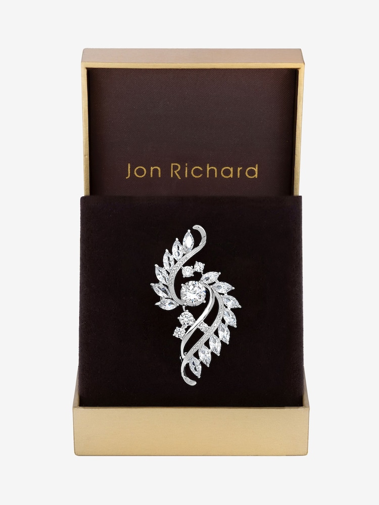 Jon Richard Silver Tone Crystal Brooch Gift Box - Image 1 of 4