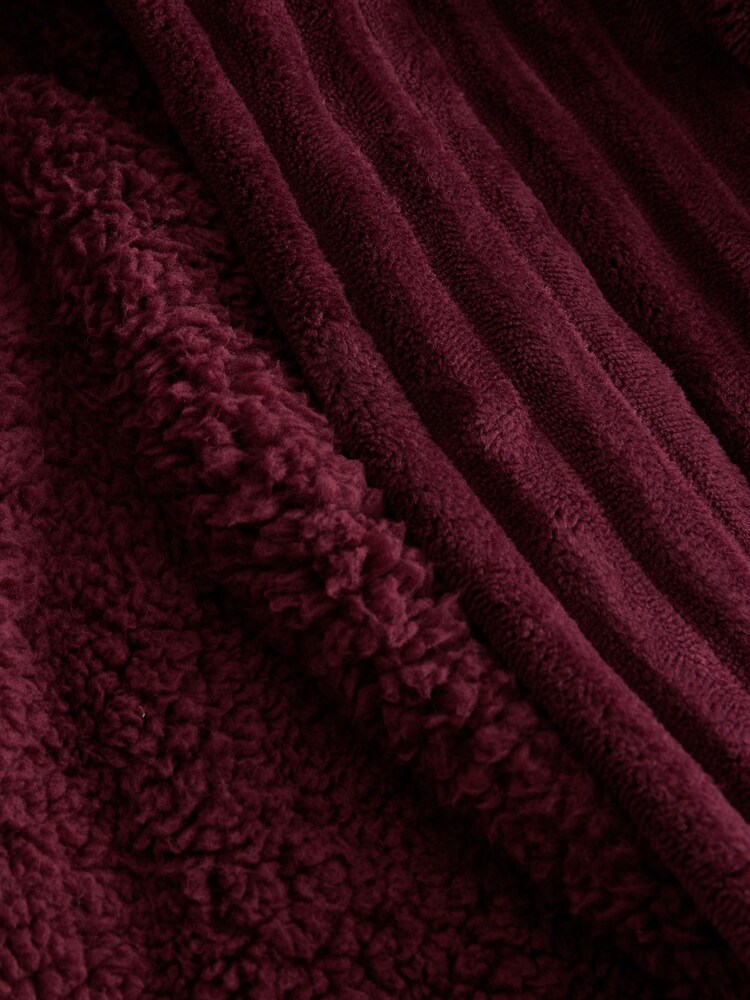 Burgundy Red Ribbed Dressing Gown - Image 10 of 10