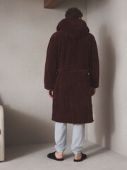 Burgundy Red Ribbed Dressing Gown - Image 3 of 7