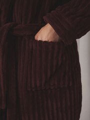 Burgundy Red Ribbed Dressing Gown - Image 4 of 7
