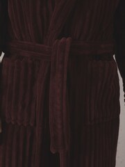 Burgundy Red Ribbed Dressing Gown - Image 7 of 7