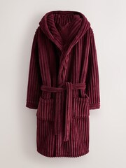 Burgundy Red Ribbed Dressing Gown - Image 8 of 10