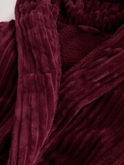 Burgundy Red Ribbed Dressing Gown - Image 9 of 10