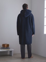 Navy Blue Zip Through Borg Dressing Gown - Image 2 of 8