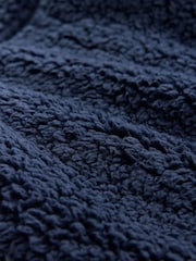 Navy Blue Zip Through Borg Dressing Gown - Image 8 of 8