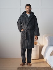 Slate Grey Ribbed Dressing Gown - Image 2 of 5