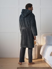 Slate Grey Ribbed Dressing Gown - Image 3 of 5