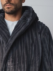 Slate Grey Ribbed Dressing Gown - Image 4 of 5