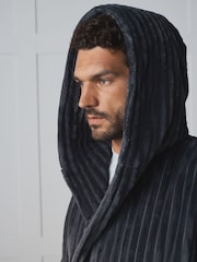Slate Grey Ribbed Dressing Gown - Image 5 of 5