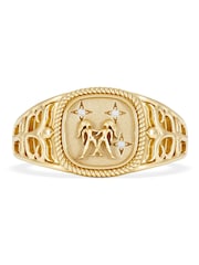 The Diamond Store Gemini Zodiac 0.01ct Lab Diamond Signet Ring in 18K Gold Vermeil - Image 2 of 6