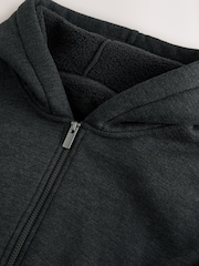 Gris anthracite - Zip à travers - Supersoft Borg Lined Hoodie - Image 3 de 3