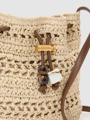 Reiss Natural Esme Raffia-Effect Mini Crossbody Bag - Image 6 of 6