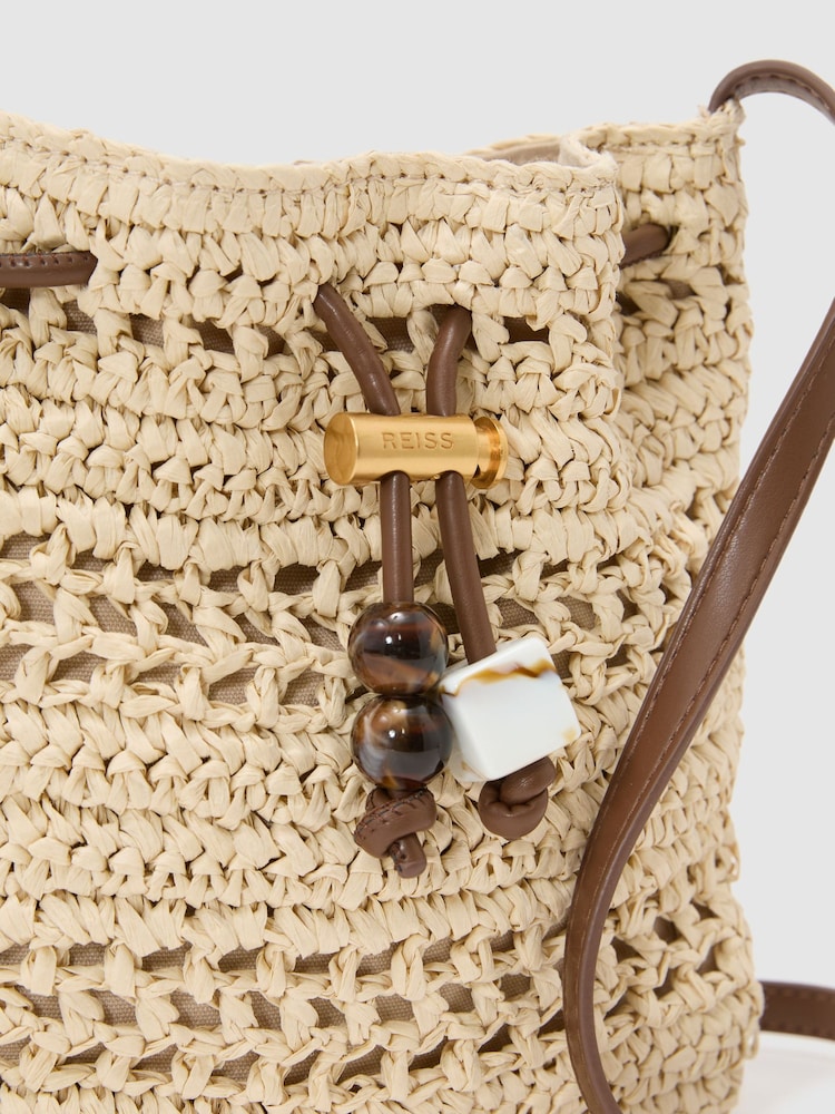 Reiss Natural Esme Raffia-Effect Mini Crossbody Bag - Image 6 of 6 Reiss Natural Esme Raffia-Effect Mini Crossbody Bag - Image 6 of 6
