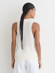 Reiss White Robin Linen Button-Through Knitted Waistcoat - Image 4 of 7