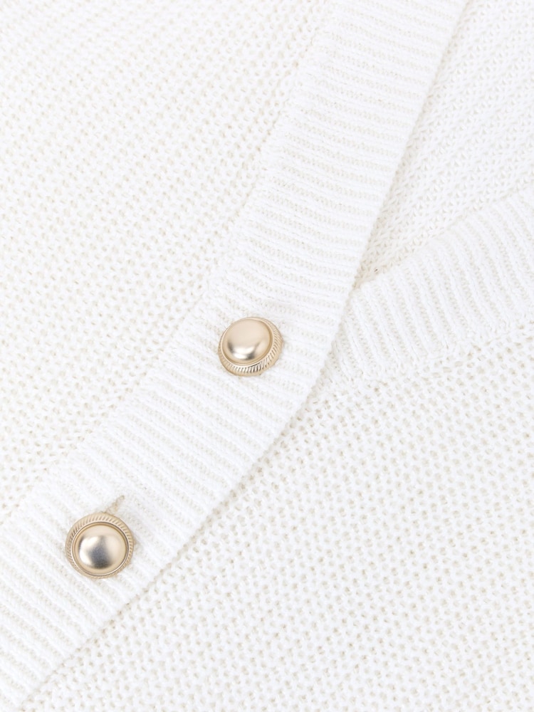 Reiss White Robin Linen Button-Through Knitted Waistcoat - Image 7 of 7