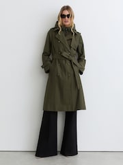 Reiss Khaki Green Azura Hooded Insert Trench Coat - Image 1 of 7