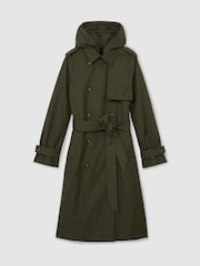 Reiss Khaki Green Azura Hooded Insert Trench Coat - Image 2 of 7