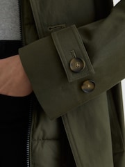 Reiss Khaki Green Azura Hooded Insert Trench Coat - Image 4 of 7