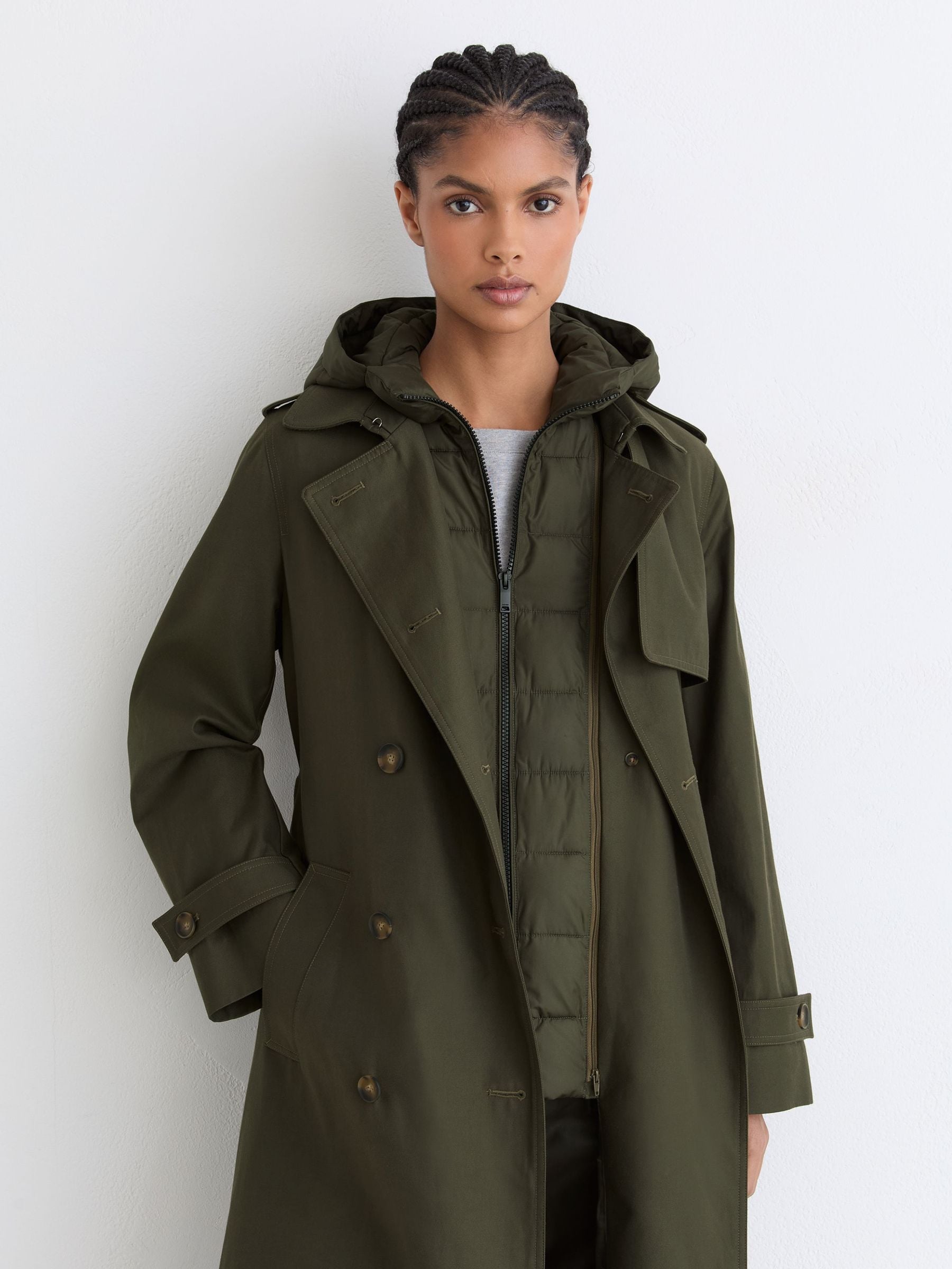 トクコ、 ダークグリーントップス ZQUUVOU Women's Fleece Trench Coat Solid Color Notch Collar Plush
