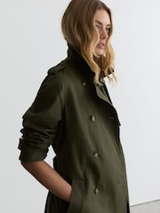 Reiss Khaki Green Azura Hooded Insert Trench Coat - Image 5 of 7