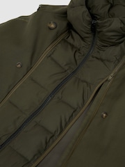 Reiss Khaki Green Azura Hooded Insert Trench Coat - Image 7 of 7