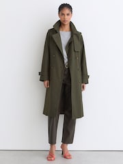 卡其绿 - Reiss Azura 连帽拼接风衣 - 10的图像9｝