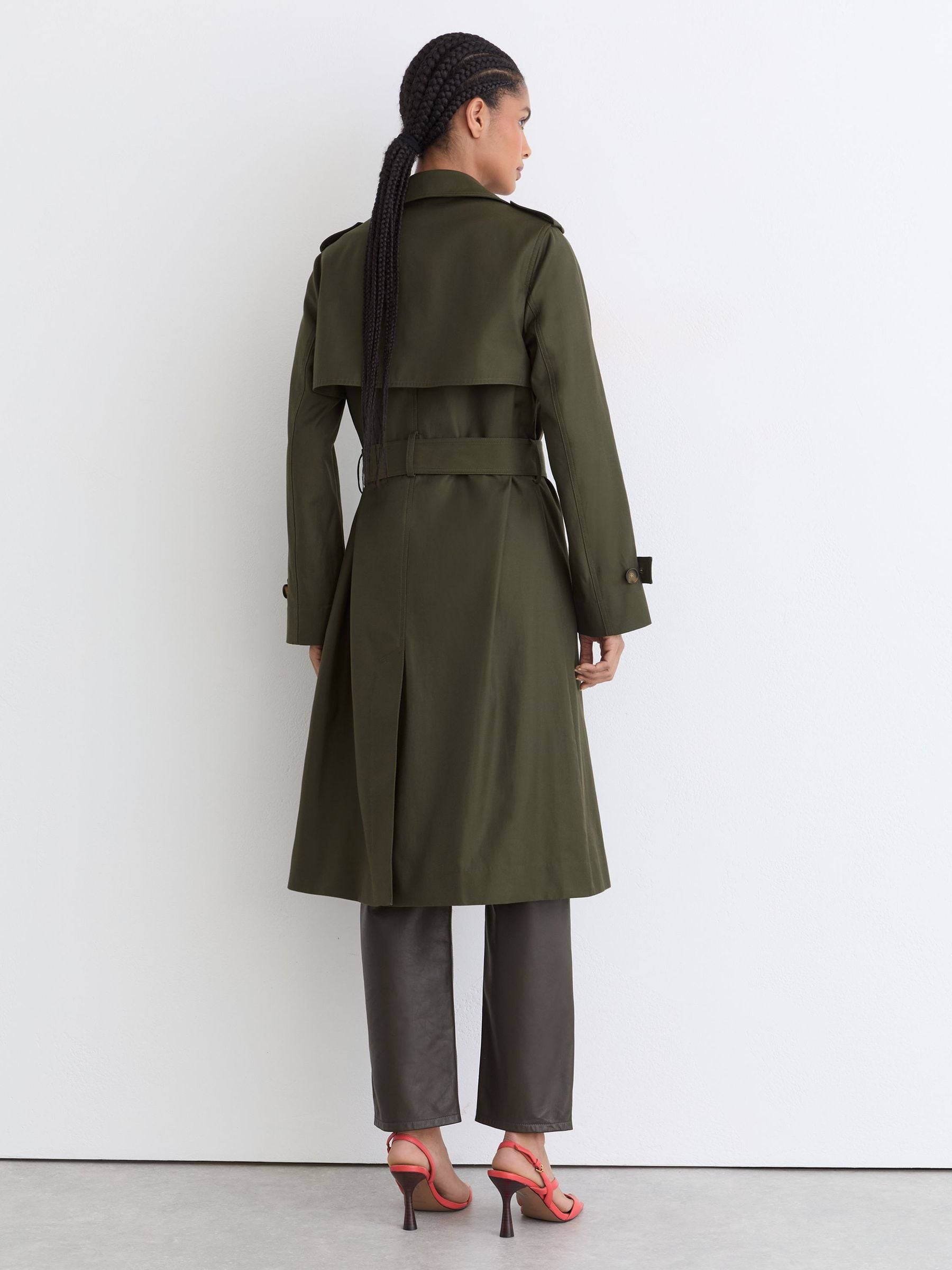 Buy Reiss Khaki Green Azura Petite Hooded Insert Trench Coat from