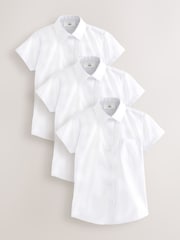 White Short Sleeve School Shirts 3 Pack (3-18yrs) - Image 1 of 5