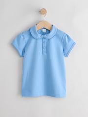 ブルー - Girls Cotton Stretch Frill Collar School Polo Top 3 Pack (3-14yrs) - 画像 2 / 6