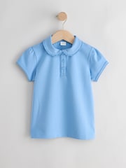 ブルー - Girls Cotton Stretch Frill Collar School Polo Top 3 Pack (3-14yrs) - 画像 3 / 6