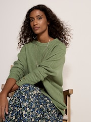 Verde - Apricot Chevron Knit Batwing Jumper - Imaginea 2 din 4