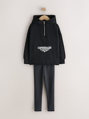 Black Hoodie and Rib Leggings Set (3-16yrs) - Image 5 of 10