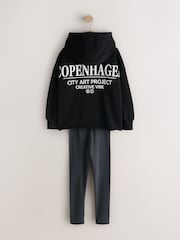 Black Hoodie and Rib Leggings Set (3-16yrs) - Image 7 of 10