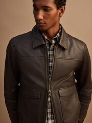 Brown Signature Leather Patch Pocket Jacket - Image 4 of 8