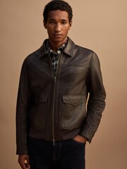 Brown Signature Leather Patch Pocket Jacket - Image 6 of 8
