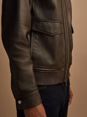 Brown Signature Leather Patch Pocket Jacket - Image 8 of 8