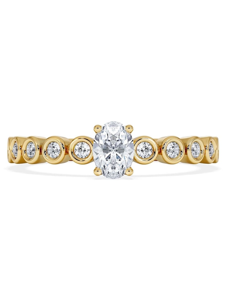 The Diamond Store White Entwine 0.30ct Oval Cut Lab Diamond Solitaire Engagement Ring with Side Stones in 18K Gold Vermeil - Image 6 of 6