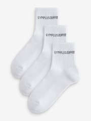 Gym + Coffee White Quarter Length Everyday Sock 3 Pack - Image 1 of 4