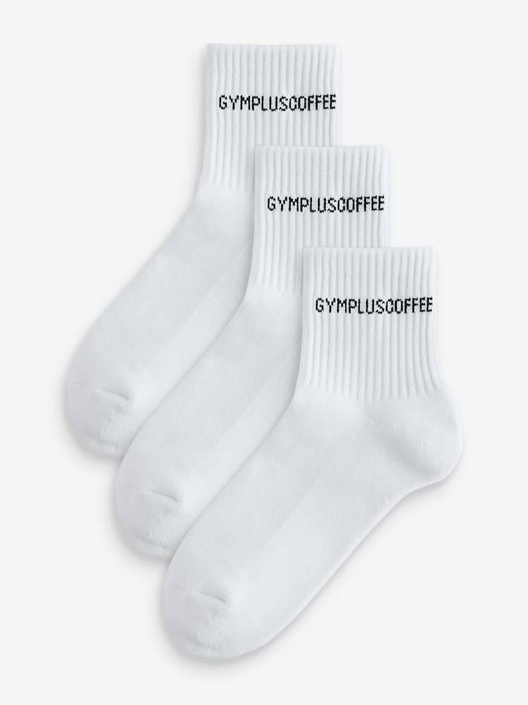 Gym + Coffee White Quarter Length Everyday Sock 3 Pack - Image 1 of 4