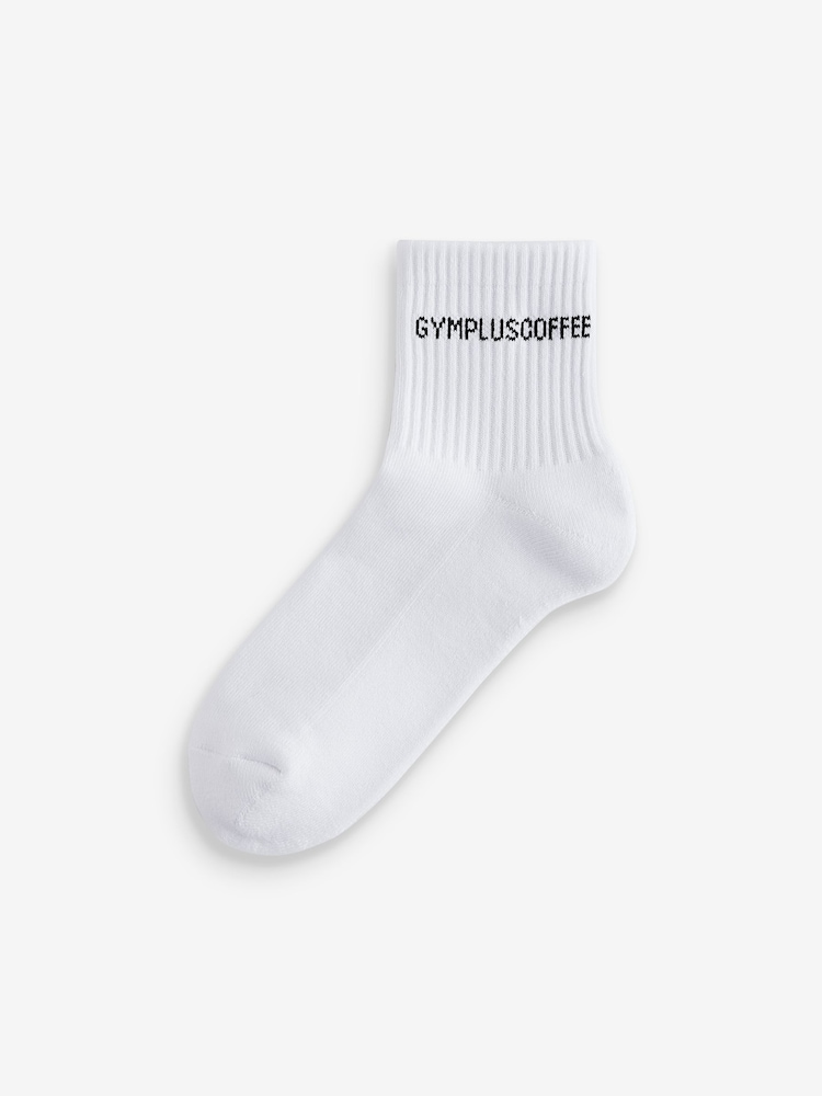 Gym + Coffee White Quarter Length Everyday Sock 3 Pack - Image 2 of 4